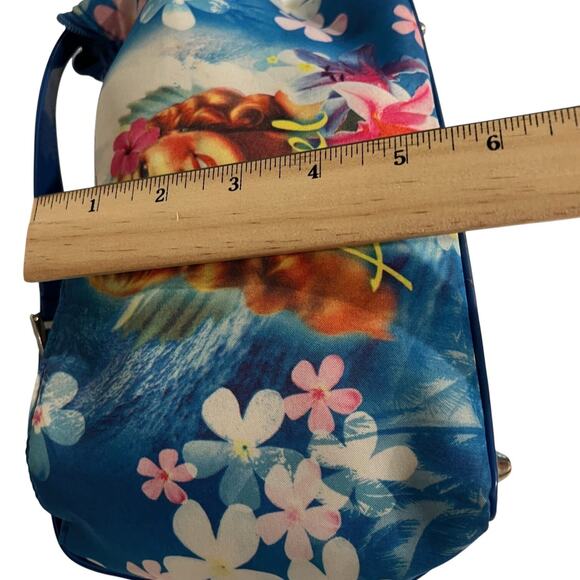 Modella Angel Retro Pin-Up Floral Cosmetic Bag Blue Zipper Handle NWT 9x6" - Picture 9 of 9